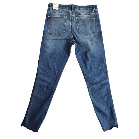 Rewind Jeans Women's Size 7/28W (28x27) Black Racing Stripe Dark Blue RP2243ZGEH - Picture 2 of 16